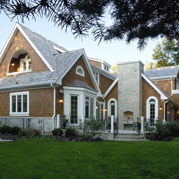 Nantucket Style Custom Home - Stone Chimney