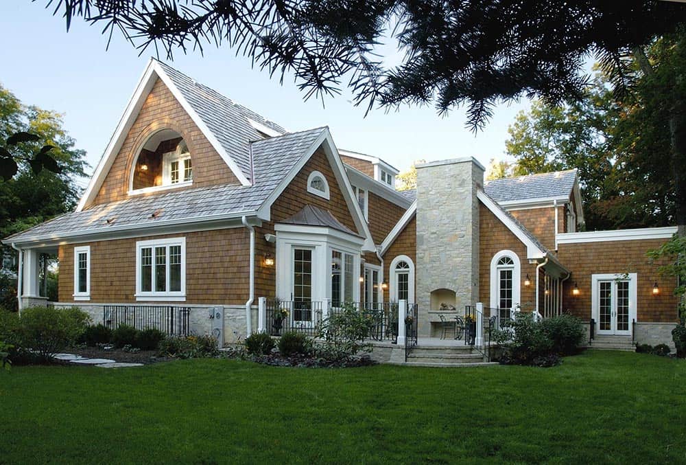 Nantucket Style Custom Home - Stone Chimney