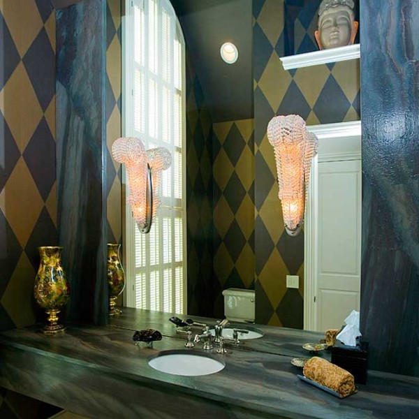 Highland Park Guest Bathroom Luxury Handpainted Diamond Walls