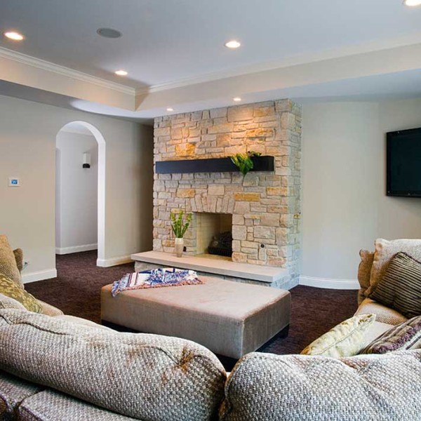 Custom Fireplace Built with Stone