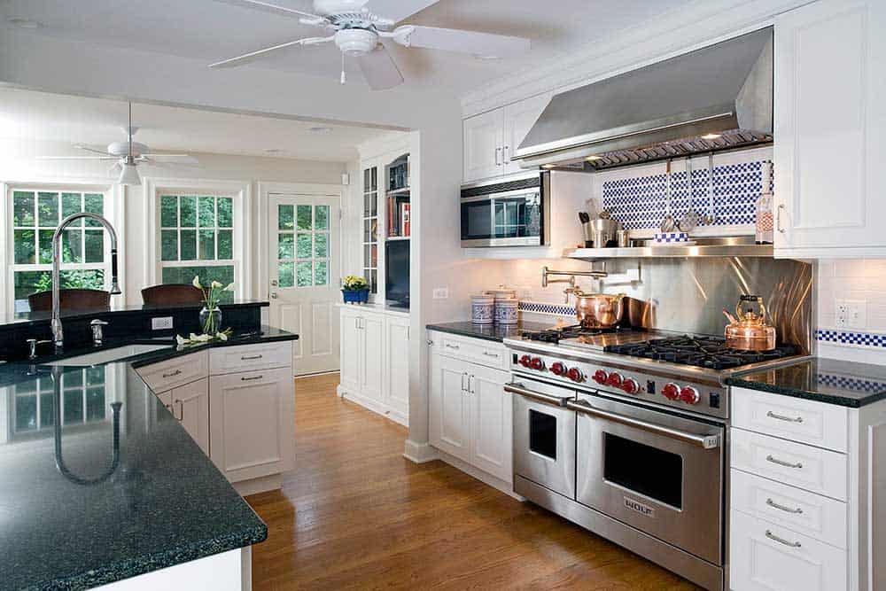 White recessed panel cabinet kitchen