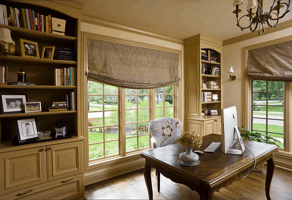 Office with Built-In Shelving and Lots of Natural Light