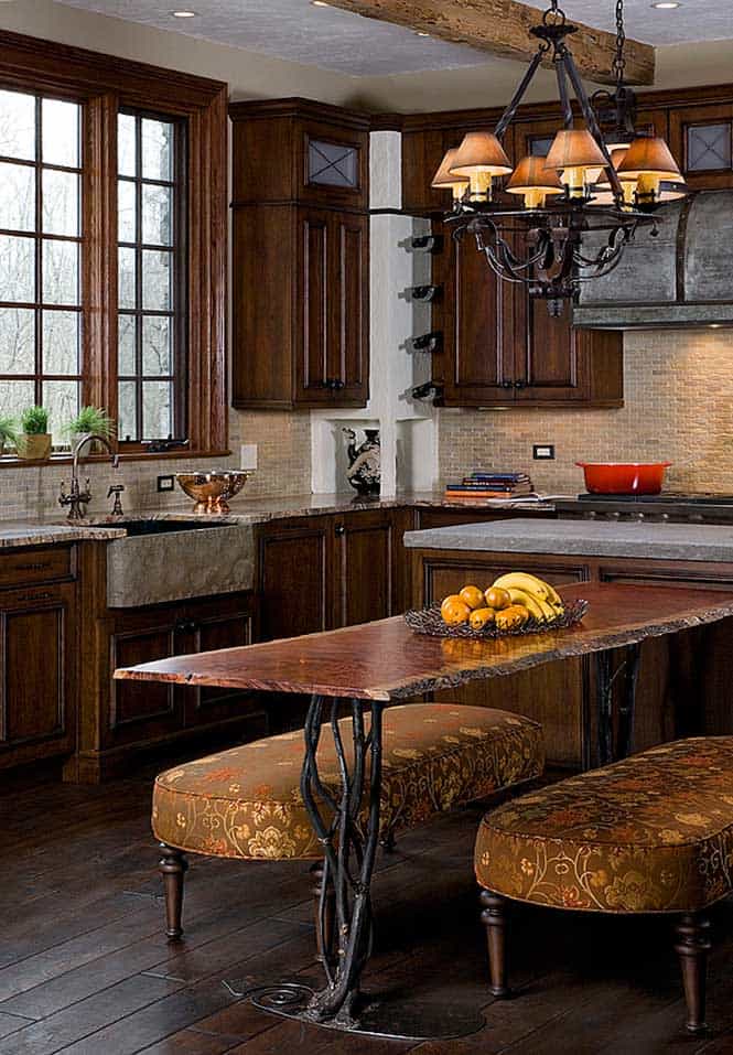 Kitchen includes a Table Crafted from a Solid Wood Layer