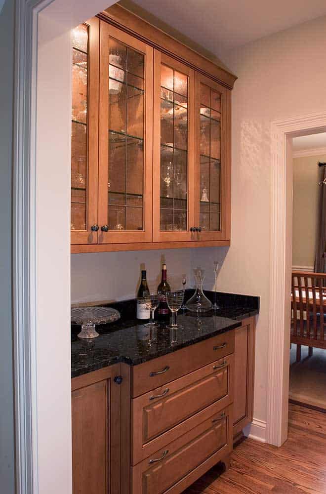 Butlers Pantry with Glass Door Cabinets