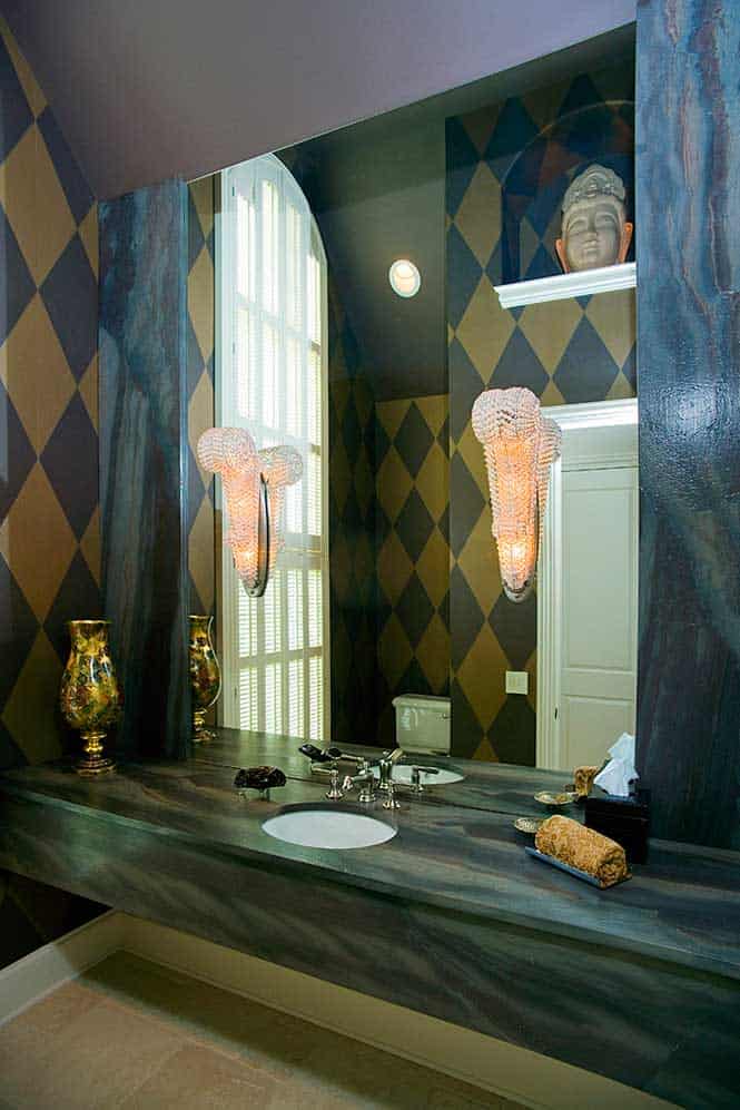 Highland Park Guest Bathroom Luxury Handpainted Diamond Walls