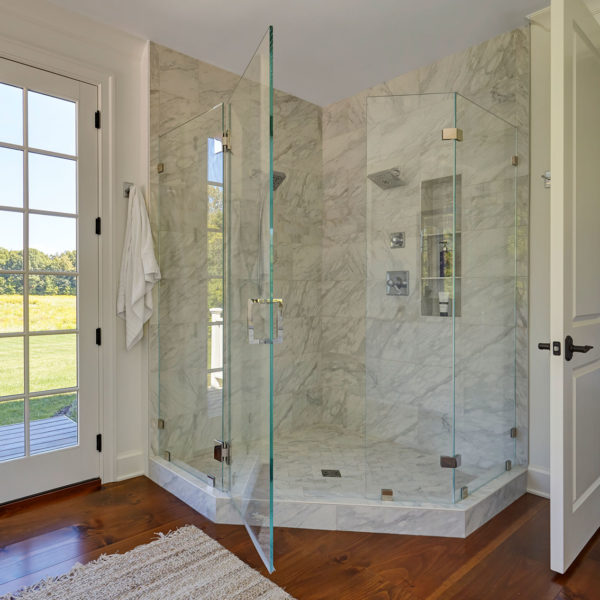 large-corner-shower-glass-hinged-door
