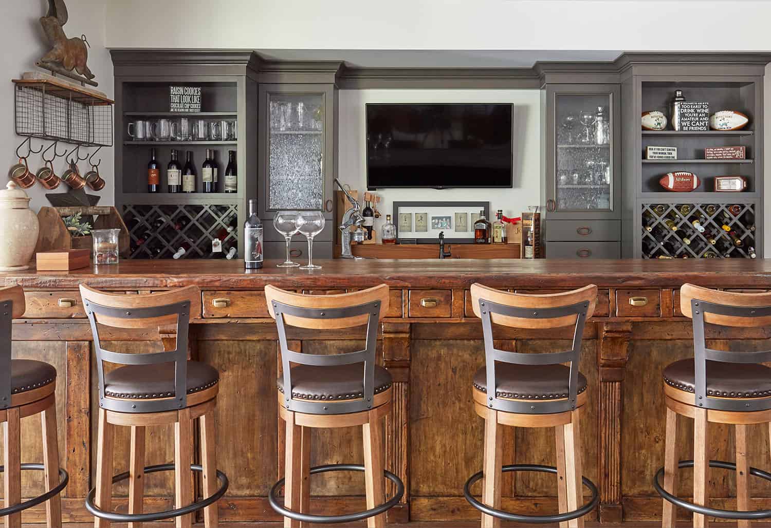 rustic-wood-antique-bar-gray-cabinets
