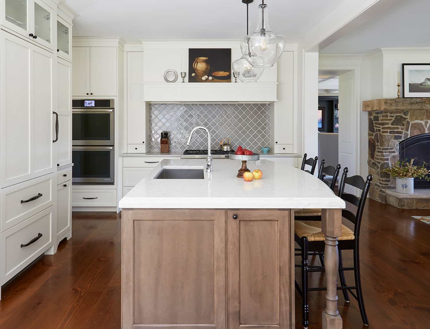 wood-range-hood-gray-tile-backsplash