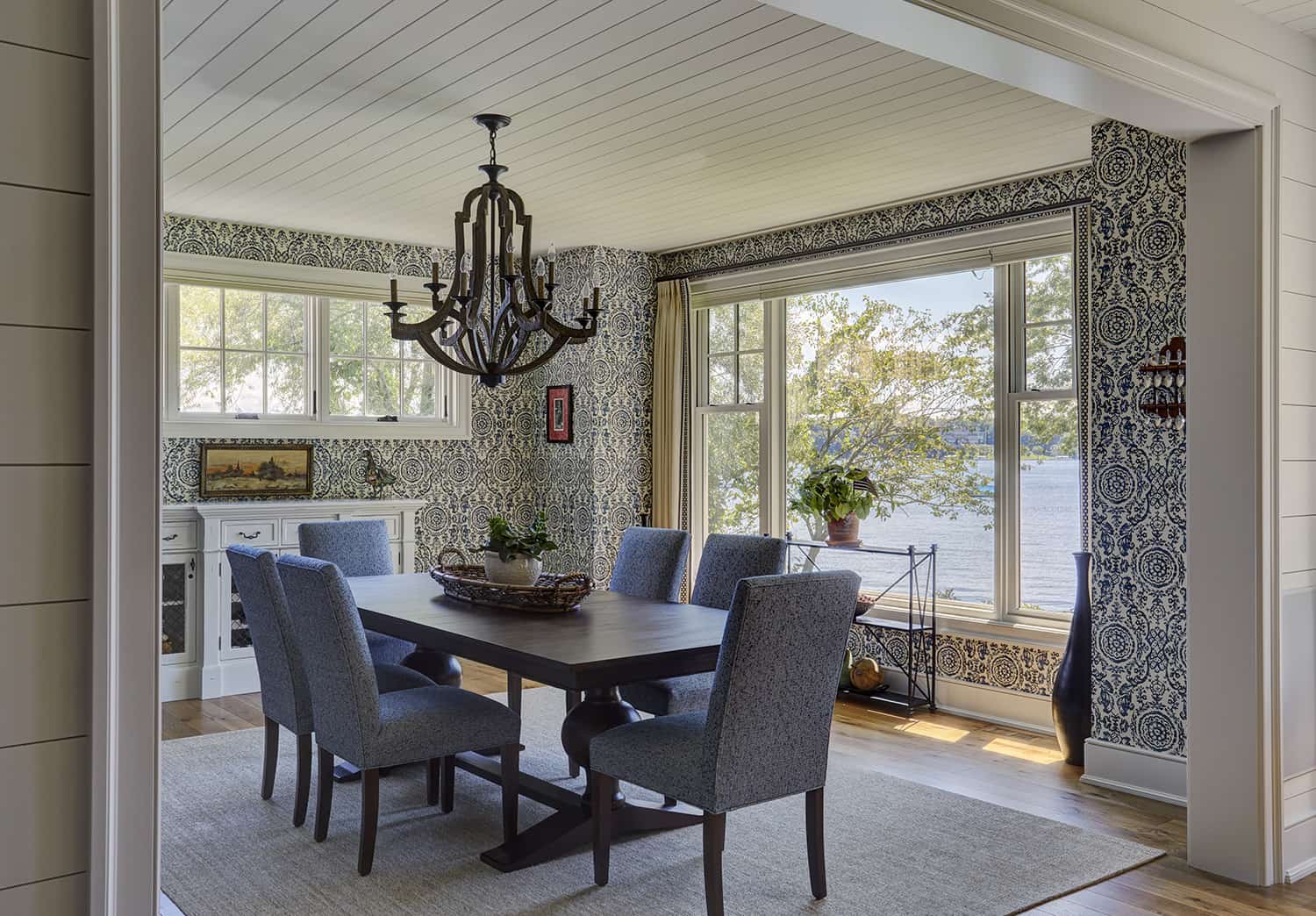 dining room with view to lake