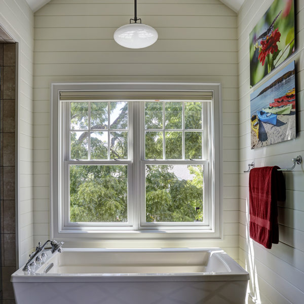 freestanding-tub-in-vaulted-niche-with-single-pendant-light freestanding bathtub master bath