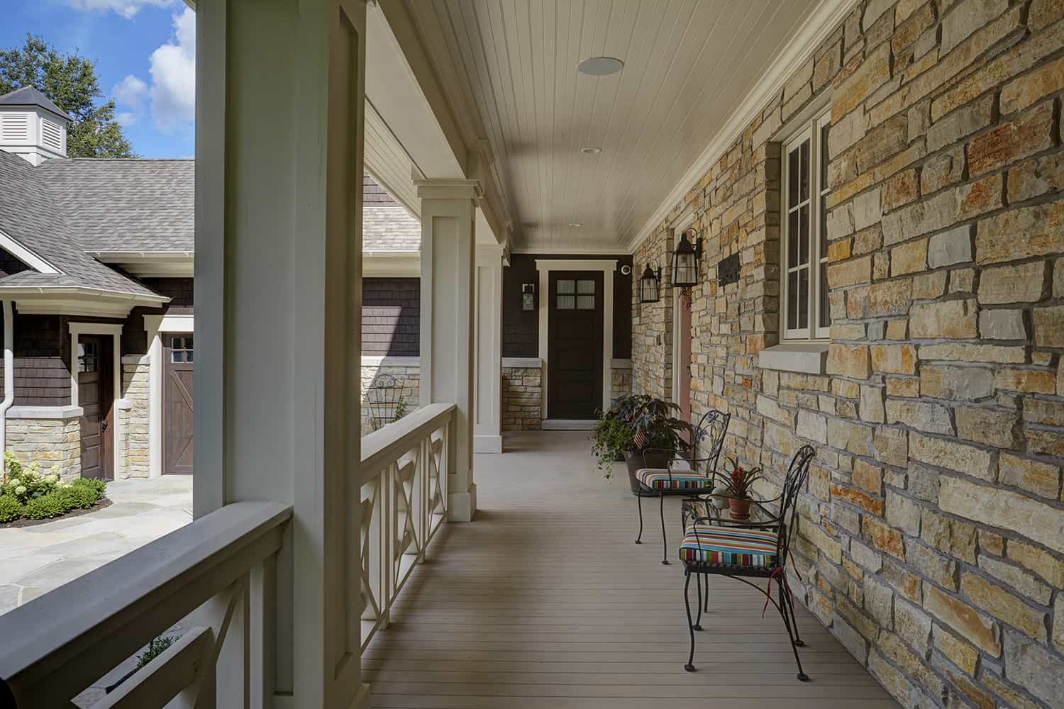 porch stone and millwork