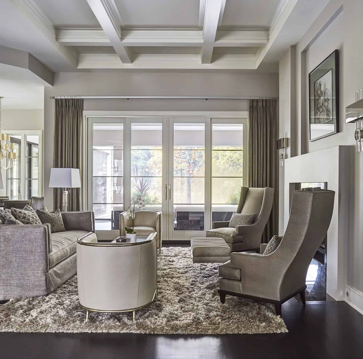 coffered ceiling in living room