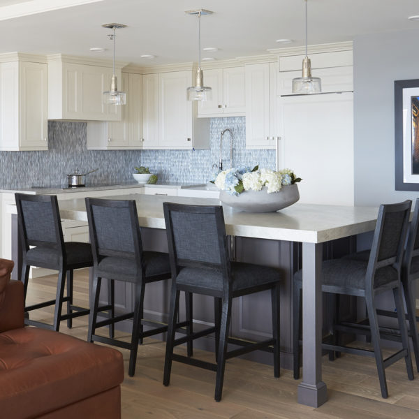 blue and white traditional kitchen