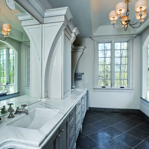 luxurious gray and white bathroom