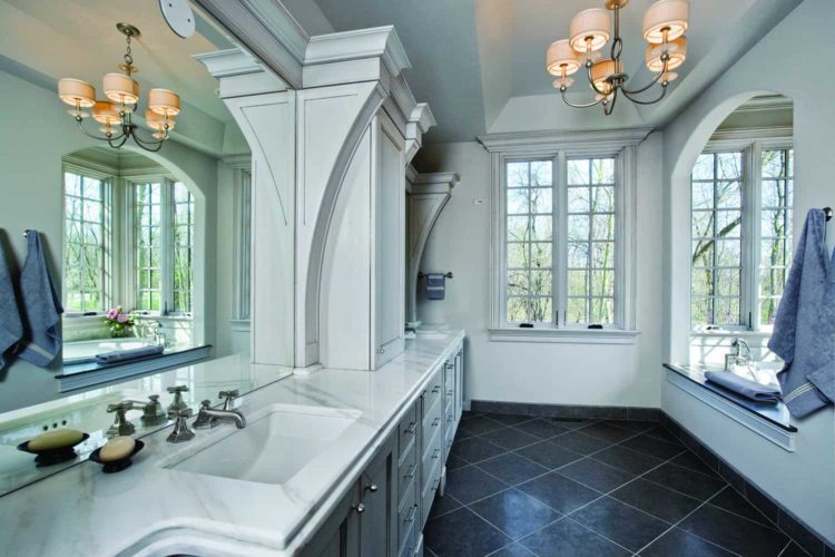 luxurious gray and white bathroom