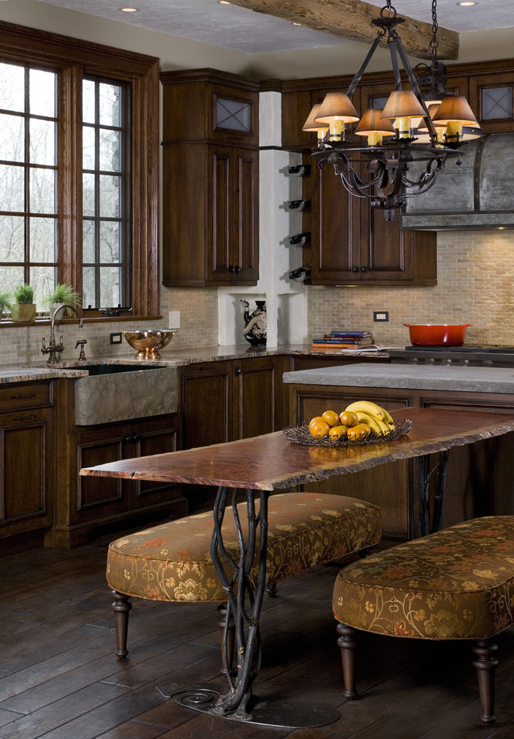 live edge table with custom ironwork