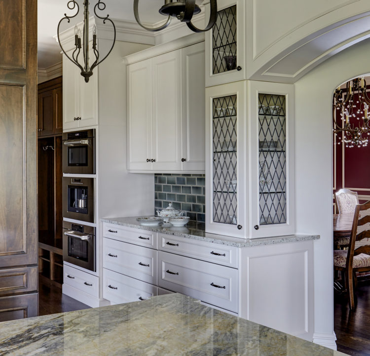 leaded glass cabinetry detail