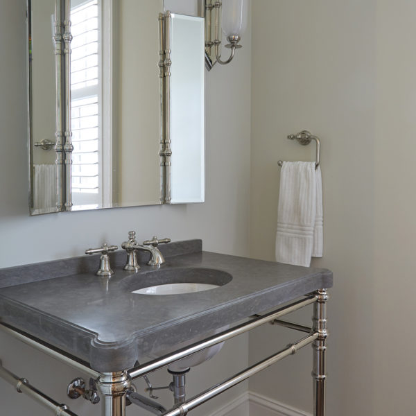 contemporary metal washstand with gray stone top