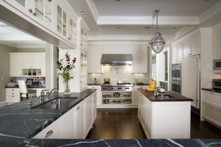 white kitchen with open pass through