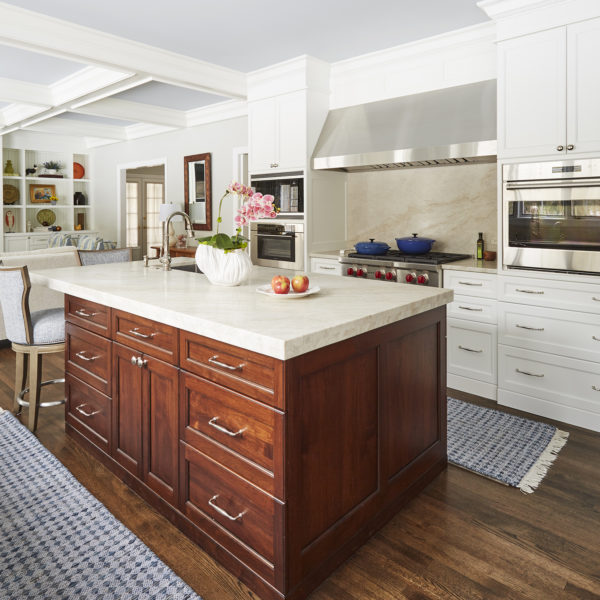 traditional kitchen with cherry island
