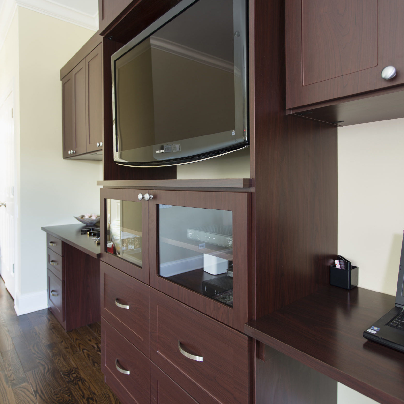 Cocoa Bedroom Media Center Side View