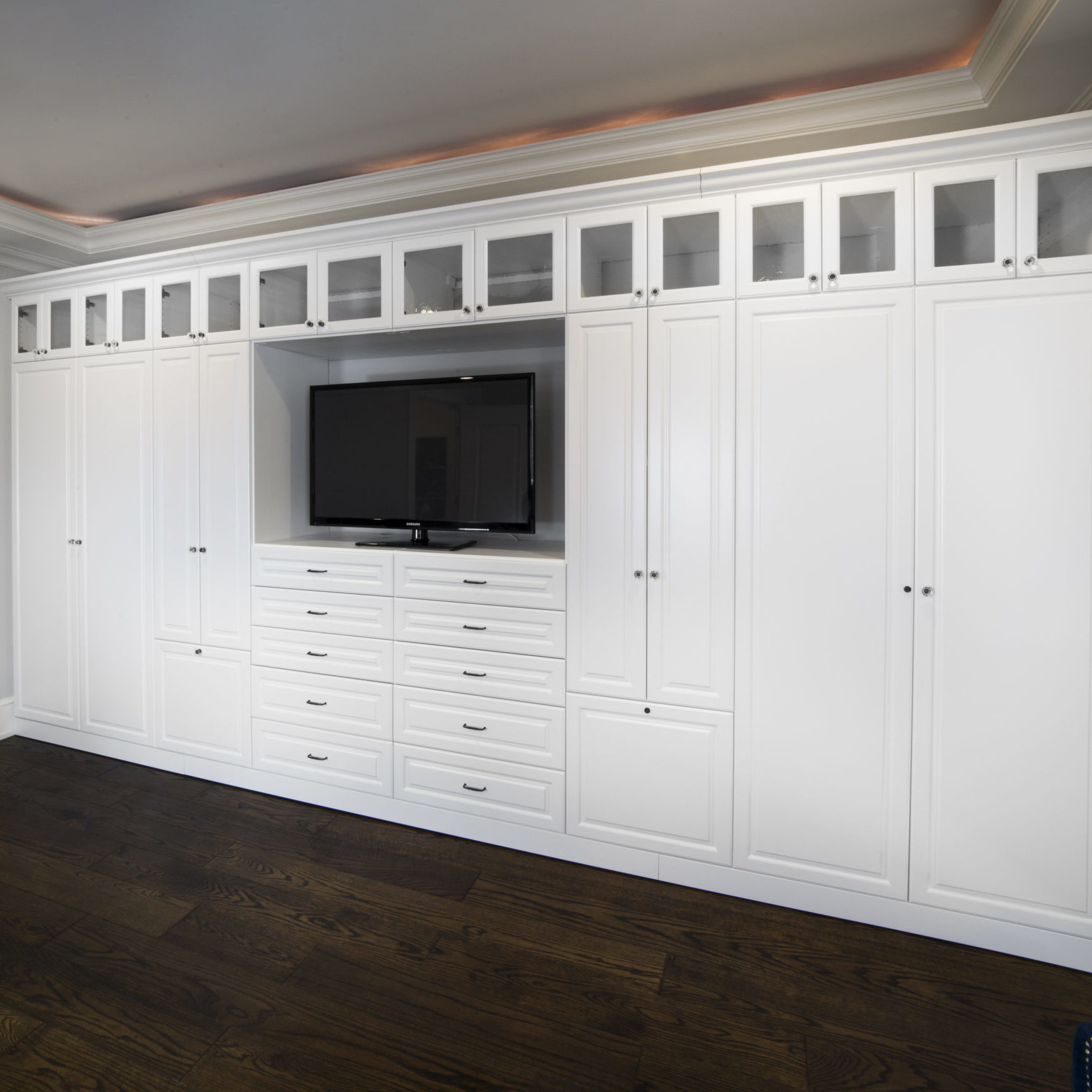 Media Center with Glass Inserts