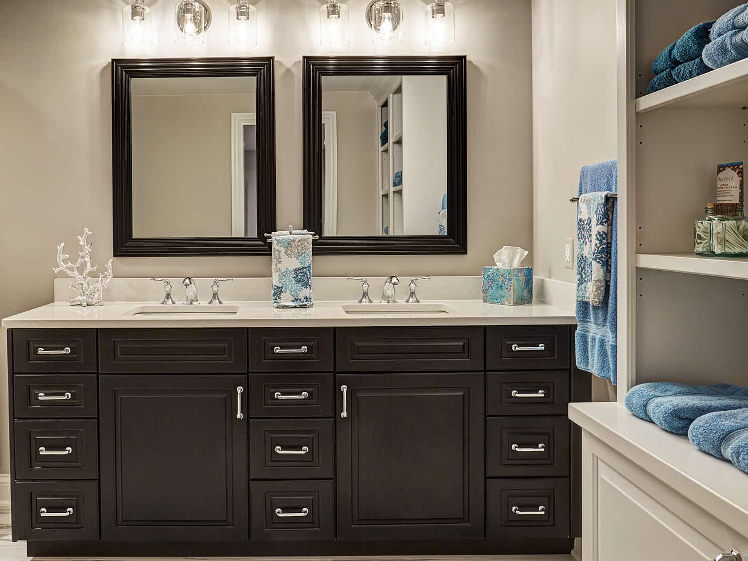 new vanity with dual mirrors