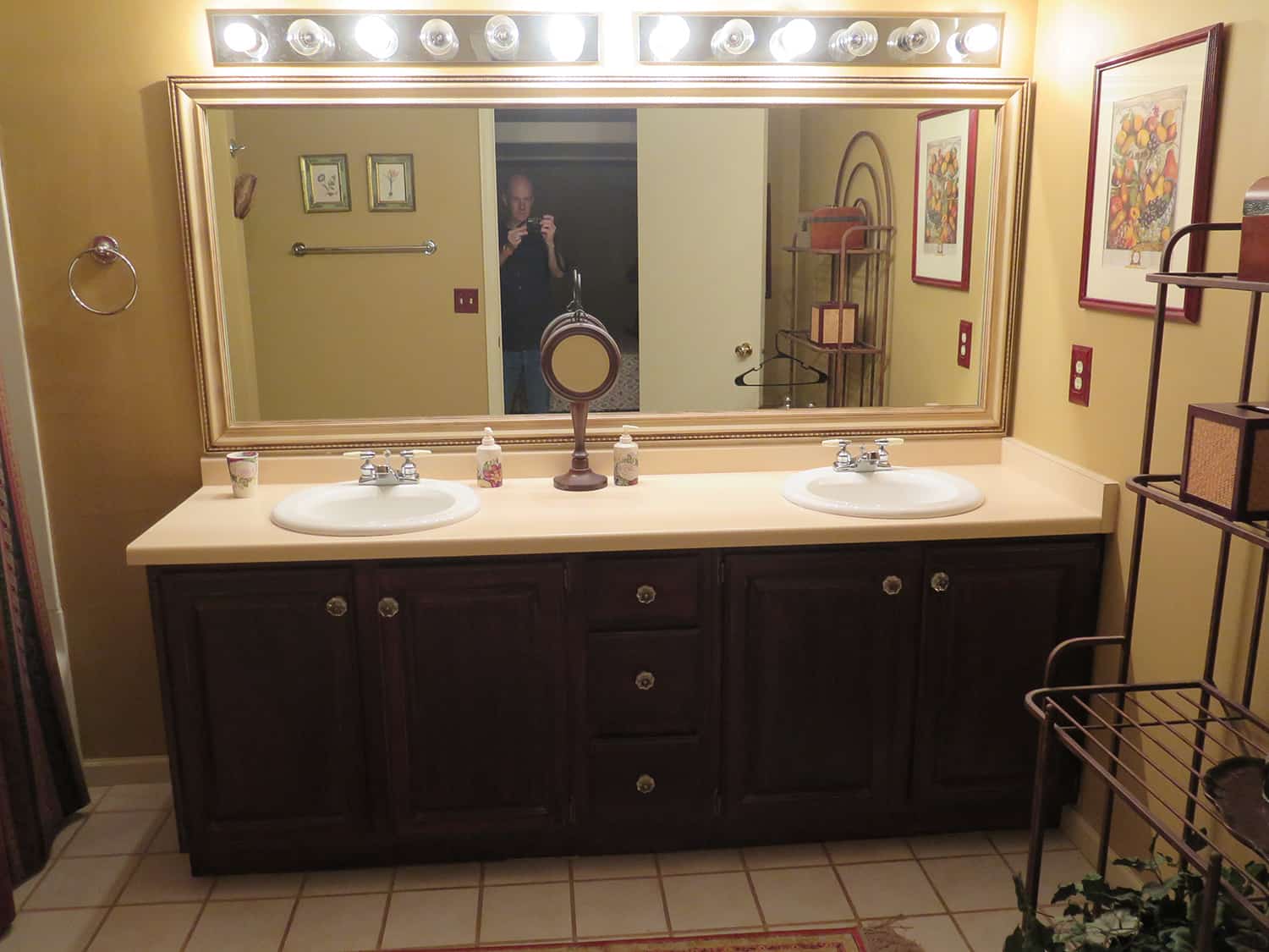 lower level dark wood vanity