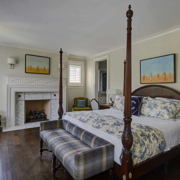 traditional master bedroom with 4 poster bed
