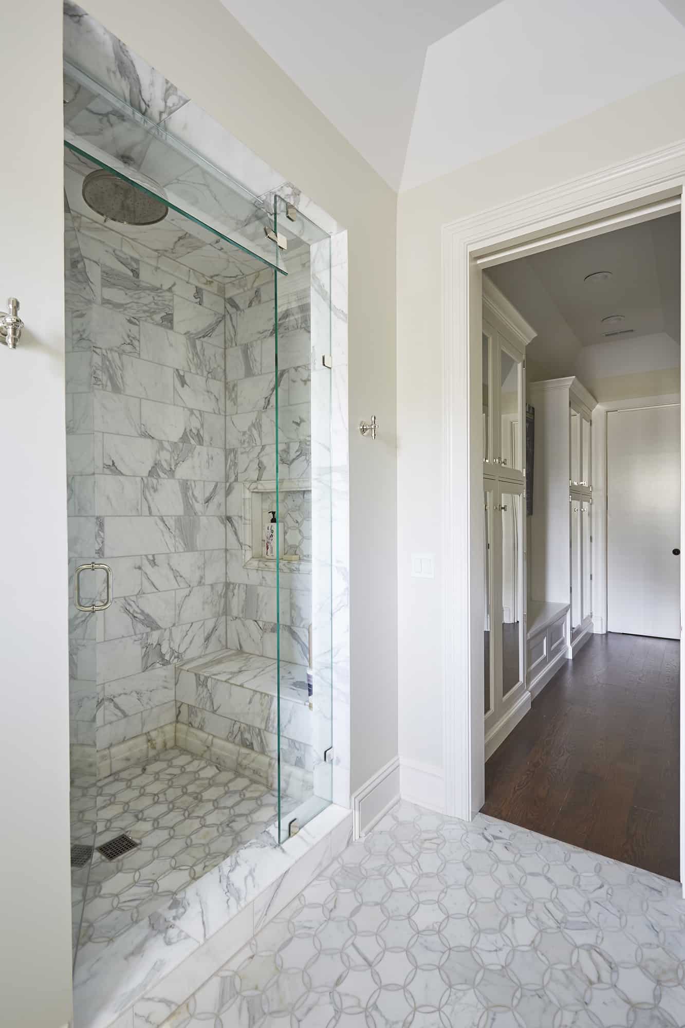 deluxe marble shower in master bath