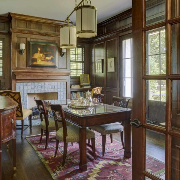 traditional paneled library in wilmette il