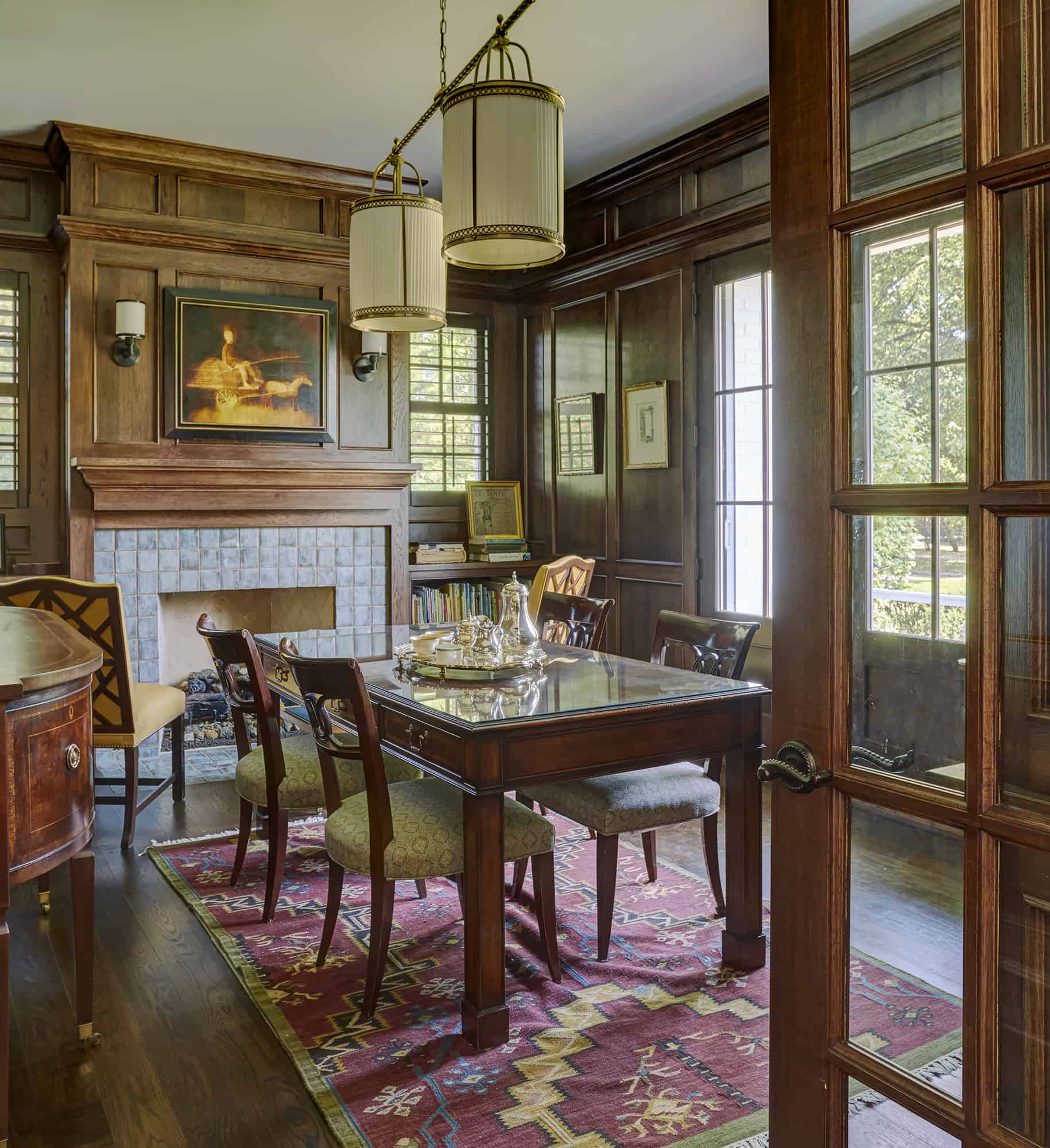 traditional paneled library in wilmette il