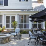 exterior patio space with firepit