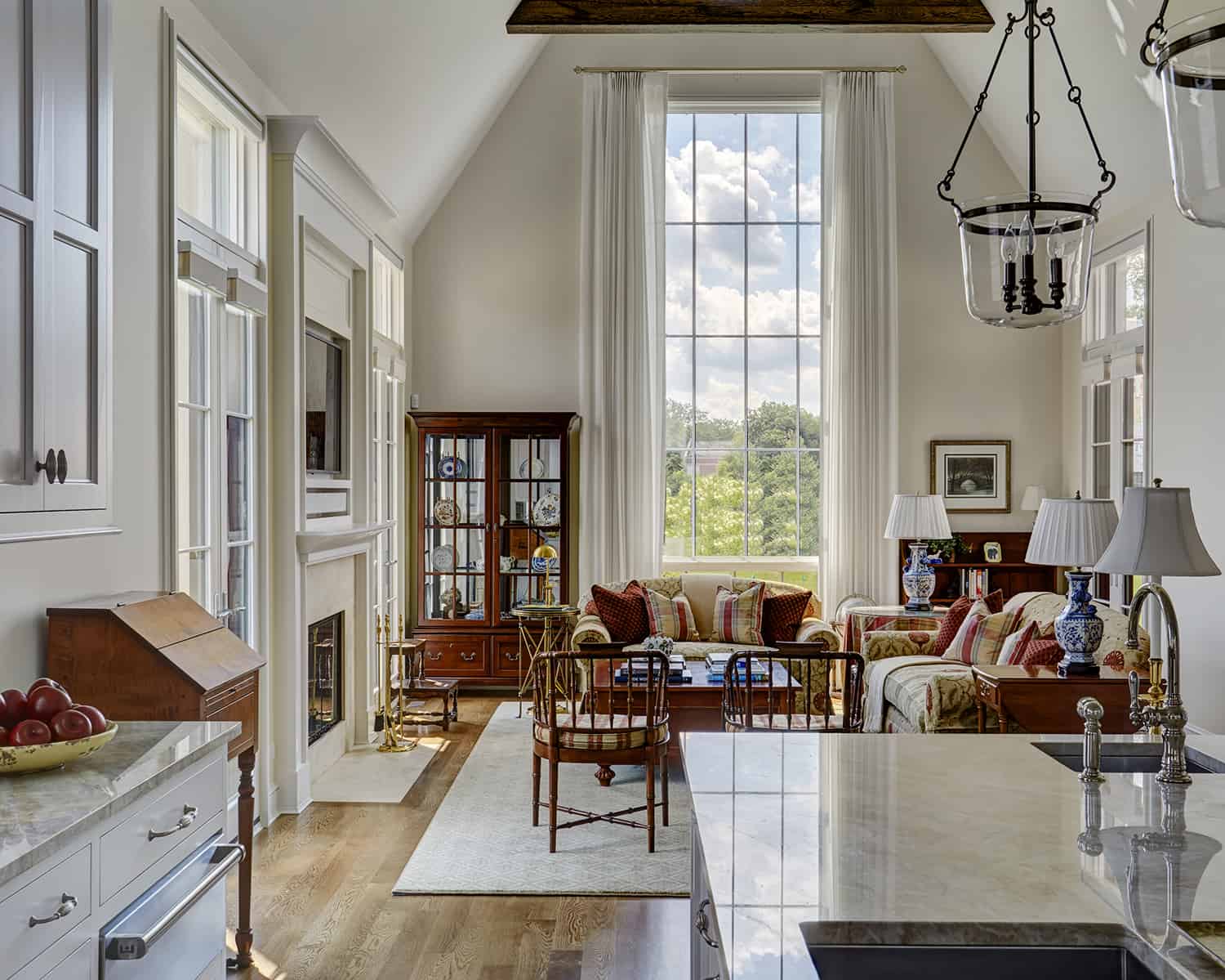 view from kitchen to great room