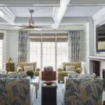 classic living room with coffered ceiling