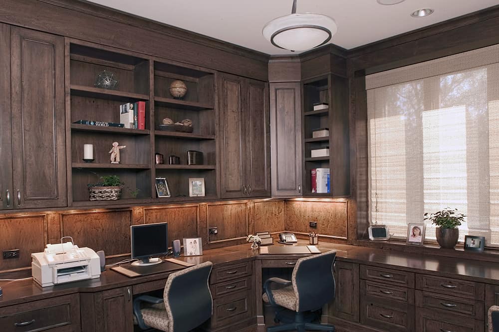 dark wood home office by orren pickell in deerfield il