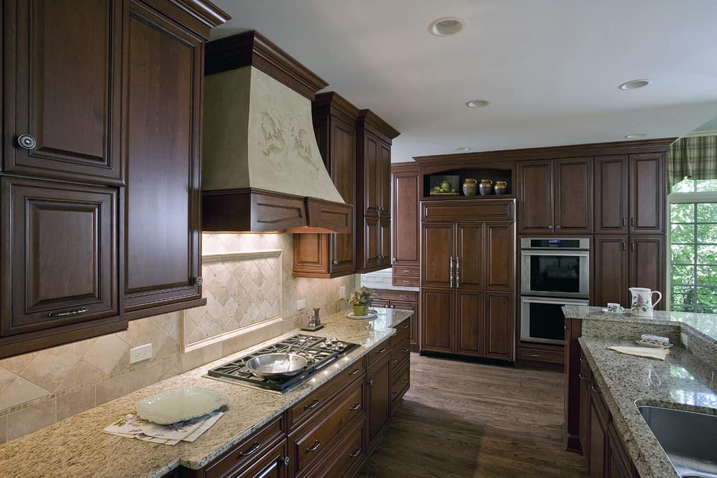 kitchen with dark cabinets