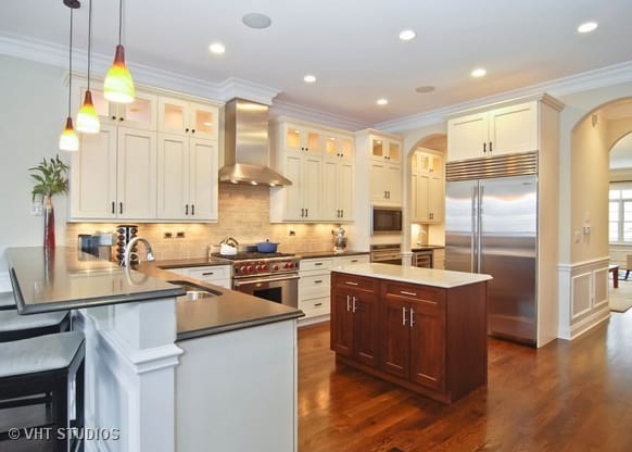 kitchen with old island