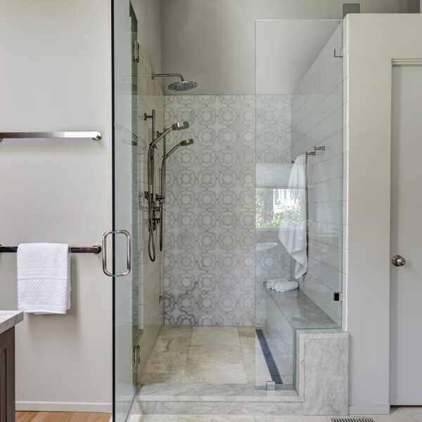 walk in shower with glass door