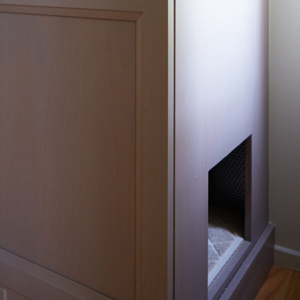 outside of cat litter box cabinet