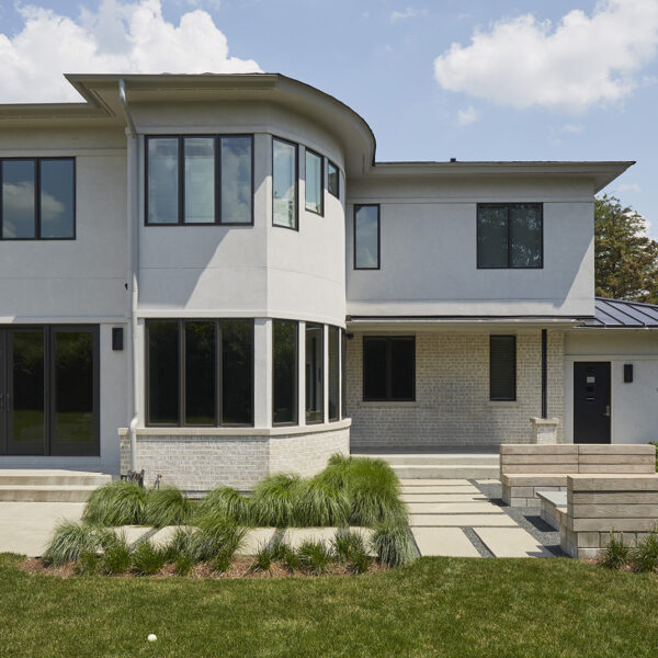 rear elevation of transitional home in glenview il