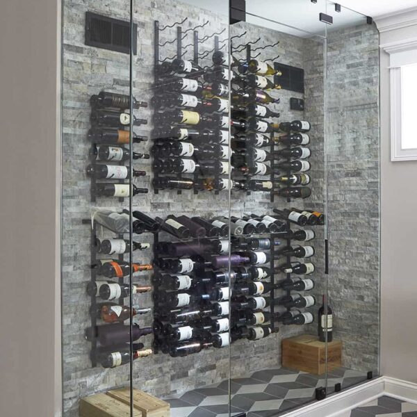 refrigerated-wine-wall-stone-walls-geometric-tile-floor new temperature controlled wine wall