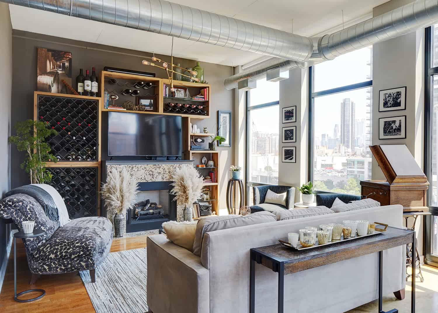 open concept loft style living room