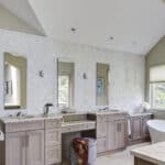 his and her vanity with vaulted ceiling