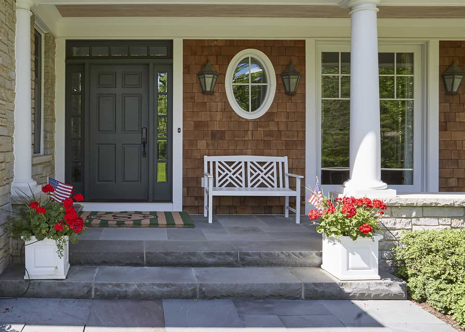 front porch with stone steps
