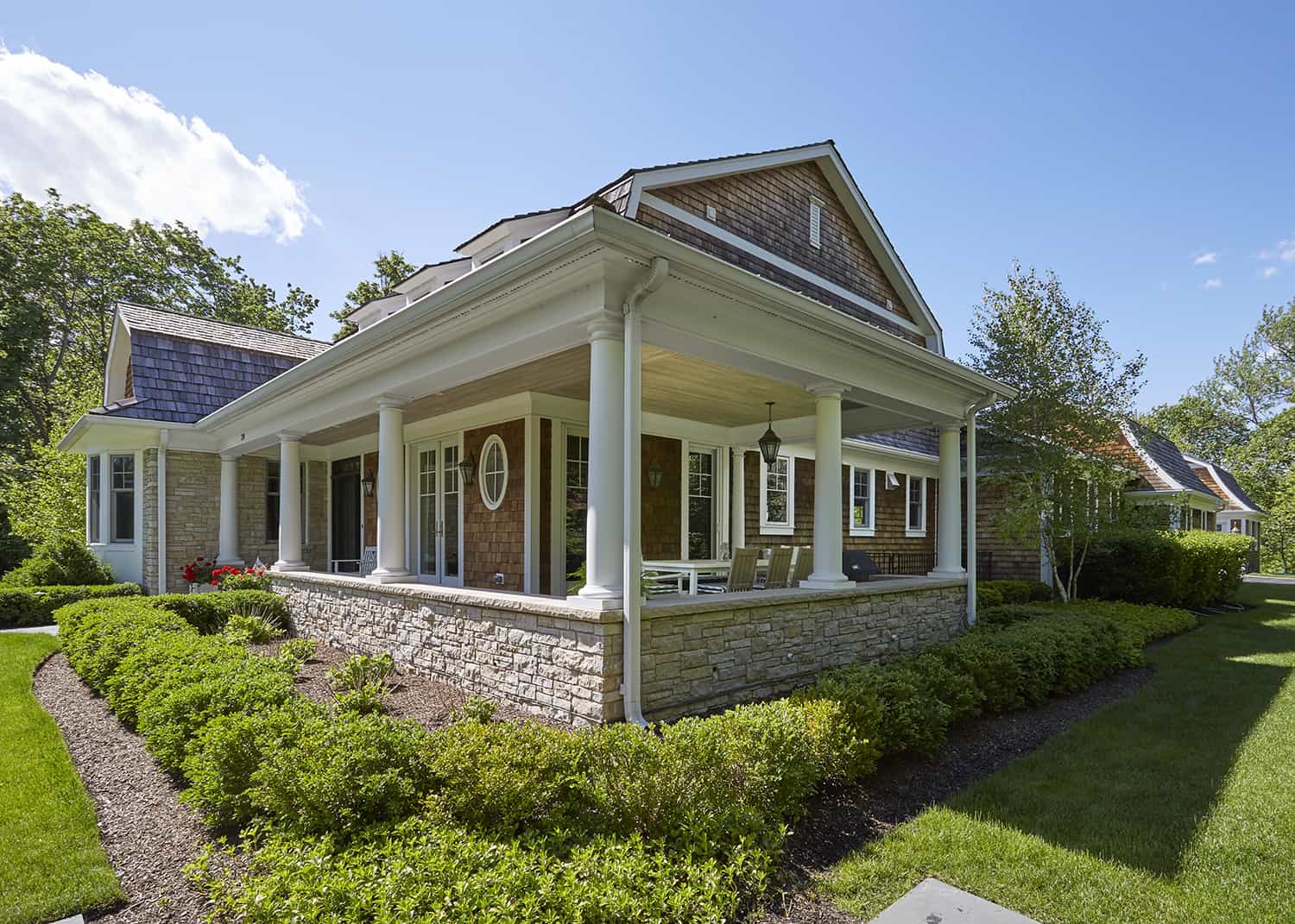 side view of covered porch