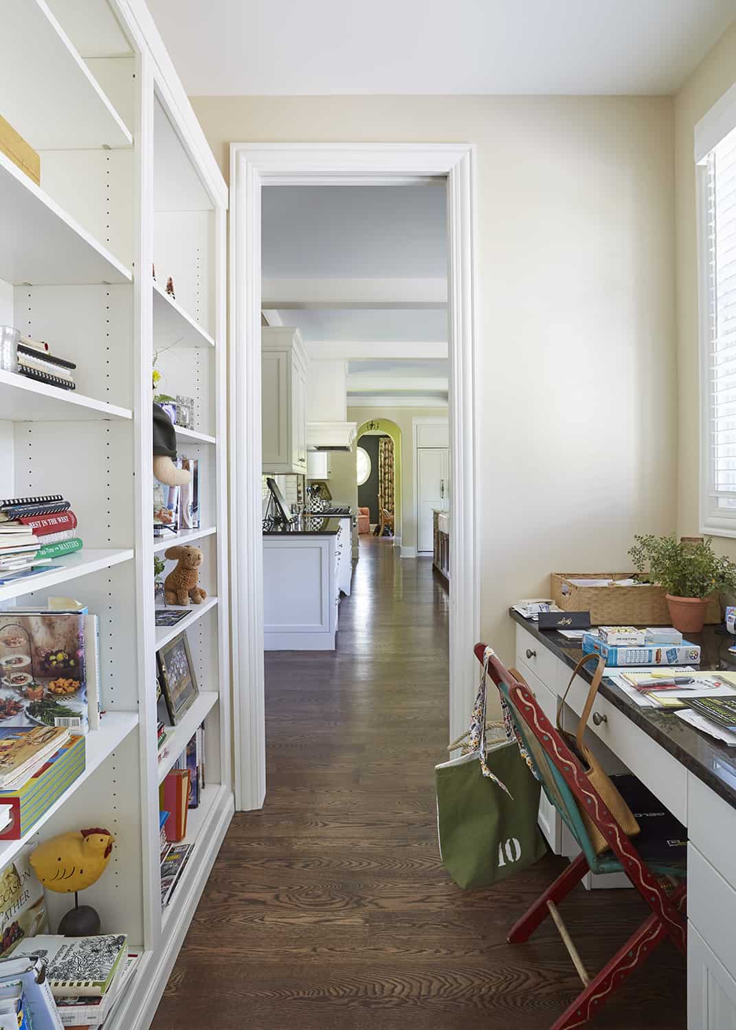 small home office next to kitchen