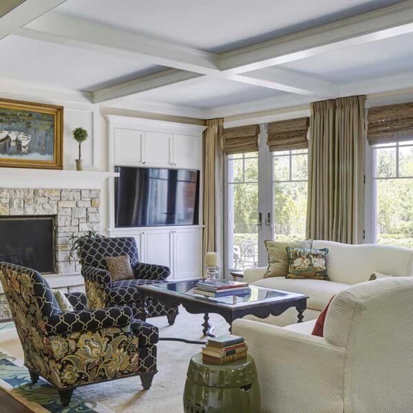 traditional-family-room-stone-fireplace family room with fireplace