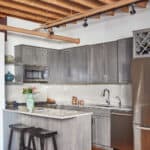 exposed joists in chicago loft kitchen