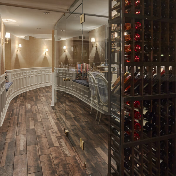 glass wine room in chicago basement remodel